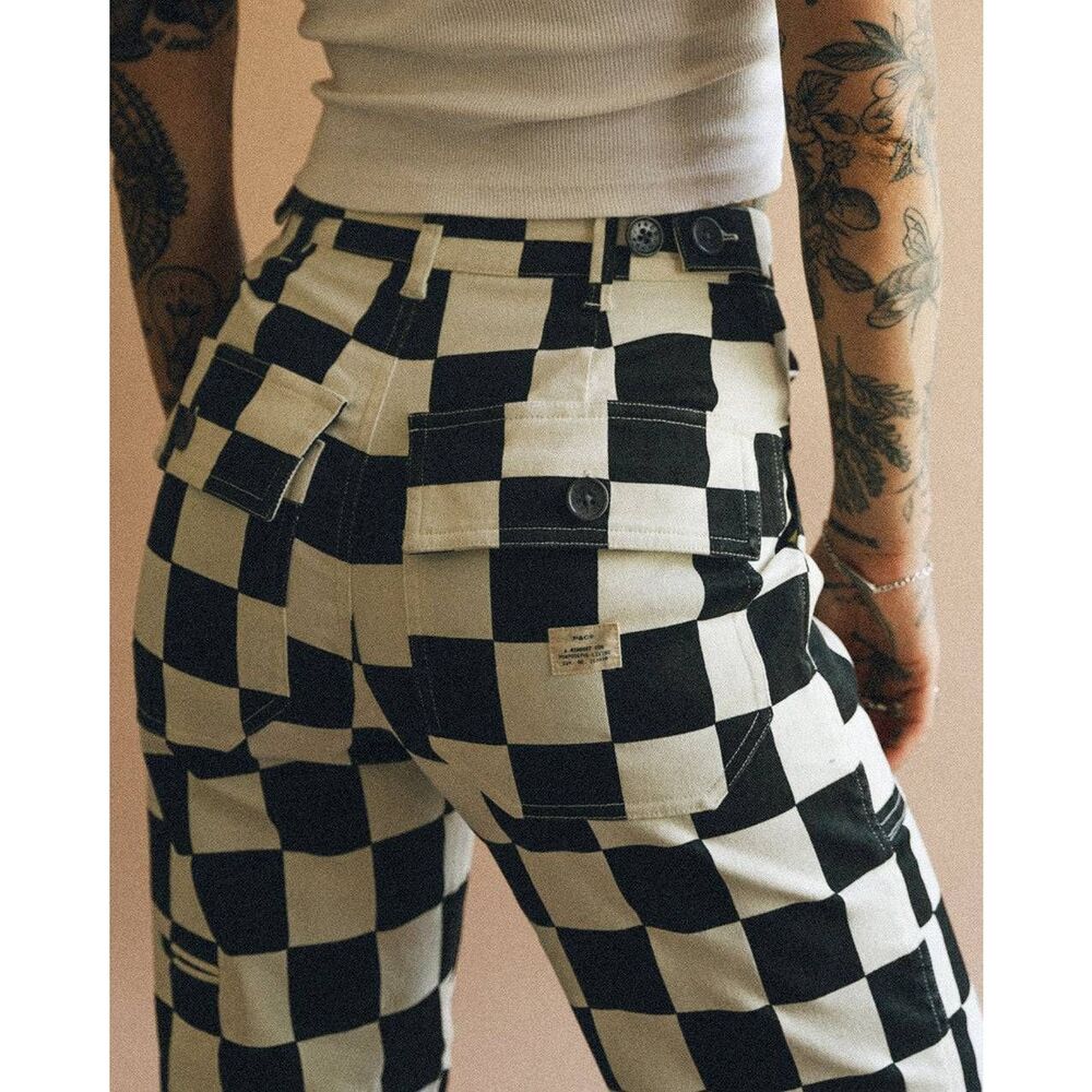 P&Co 304 Service Fatigue Pants Black Checkerboard UK6 Short - Picture 7 of 8